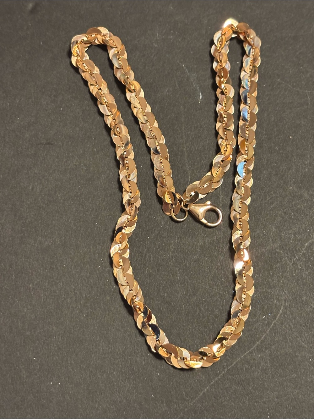 Milor Italy Bronze 19” Rose Gold Tone Disc Sequin Chain Necklace NWOT